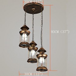 Rustic/Lodge Vintage Retro Mini Style Metal Living Room Bedroom Dining Room Pendant Light