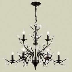 9 Lights Crystal Chandelier Modern/Contemporary Traditional/Classic Vintage Retro Country Painting Feature for Living Room