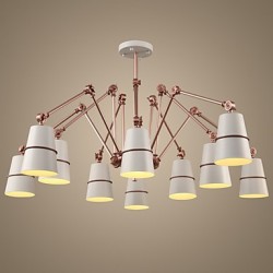 10 Lights Chandelier Vintage Brass Rose Rust Painting Color Metal for Living Room Bedroom E14