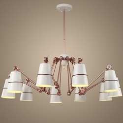 10 Lights Chandelier Vintage Brass Rose Rust Painting Color Metal for Living Room Bedroom E14