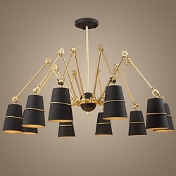 10 Lights Chandelier Vintage Brass Rose Rust Painting Color Metal for Living Room Bedroom E14