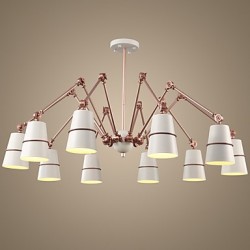 10 Lights Chandelier Vintage Brass Rose Rust Painting Color Metal for Living Room Bedroom E14