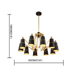 10 Lights Chandelier Vintage Brass Rose Rust Painting Color Metal for Living Room Bedroom E14