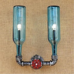 6W E27 Retro Industrial Wind Switch Led Water Bottle Wall Lamp Wall Light Blue