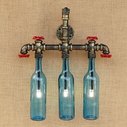 9W E27 Retro Industrial Wind Switch Led Water Bottle Wall Lamp Wall Light Blue