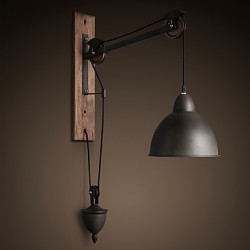 American country style wall lamp retro creative Wooden pulley wall lamp