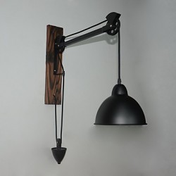 American country style wall lamp retro creative Wooden pulley wall lamp