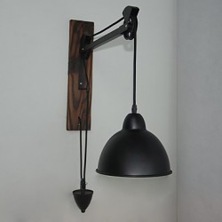 American country style wall lamp retro creative Wooden pulley wall lamp