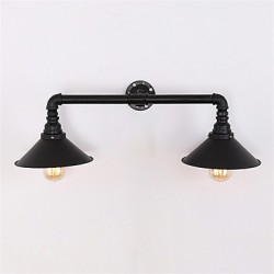 2 Heads Retro Industrial Pipe Wall Lights Simple Loft Black Metal Dining Room Kitchen Bar Cafe Decoration lighting