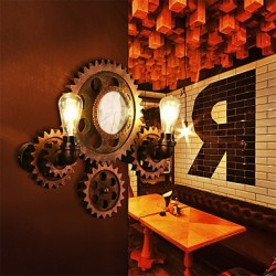 Vintage Industrial Wall Lights Wood Gear Shape Creative turnable Lights Restaurant Cafe Bar Decoration lighting