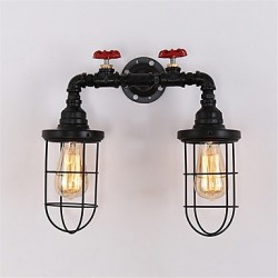 Vintage Industrial Pipe Wall Lights Black Creative Lights Restaurant Cafe Bar Decoration lighting With 2 Light Painted Finish