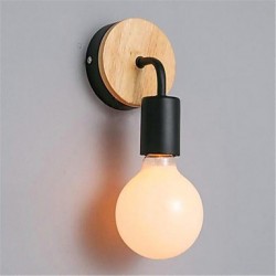 Modern Minimalist Creative Personality Wood Iron Lamp Corridor Balcony Bedroom Bedside Iron Wall Lamp