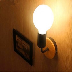 Modern Minimalist Creative Personality Wood Iron Lamp Corridor Balcony Bedroom Bedside Iron Wall Lamp