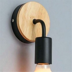 Modern Minimalist Creative Personality Wood Iron Lamp Corridor Balcony Bedroom Bedside Iron Wall Lamp