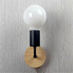 Modern Minimalist Creative Personality Wood Iron Lamp Corridor Balcony Bedroom Bedside Iron Wall Lamp