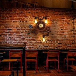 Vintage Industrial Pipe Wall Lights Wood Gear Shape Creative turnable Lights Restaurant Cafe Bar Decoration lighting