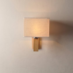 Simple Wall Lamp Bedside Desk Lamp With Fabric Shade and Solid Wood for Bedroom Dresser Living Room Baby Room