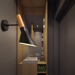 Northern Europe Style Wood Grain Metal Wall Lights Living Room /Restaurant Light Angle Adjustable
