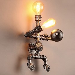 Loft Water Pipe Wall Lights Retro Industrial Style Creative Robot Design Metal Restaurant Cafe Bars Bar Table Wall Sconces