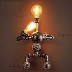 Loft Water Pipe Wall Lights Retro Industrial Style Creative Robot Design Metal Restaurant Cafe Bars Bar Table Wall Sconces
