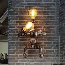 Loft Water Pipe Wall Lights Retro Industrial Style Creative Robot Design Metal Restaurant Cafe Bars Bar Table Wall Sconces