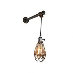 Max 60W Loft vintage wall sconce lamp restaurant cafe corridor bar Iron Cage wall lamp industry Iron pipe lighting