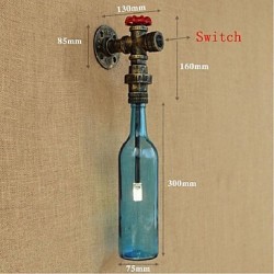 3W E27 Wall Switch With Water Pipe Bottle Wall Light