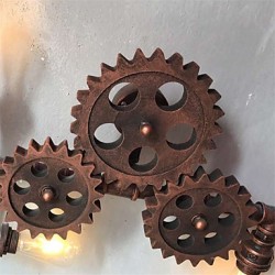 Vintage Industrial Pipe Wall Lights Wood Gear Shape Creative turnable Lights Restaurant Cafe Bar Decoration lighting