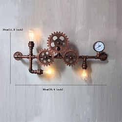 Vintage Industrial Pipe Wall Lights Wood Gear Shape Creative turnable Lights Restaurant Cafe Bar Decoration lighting