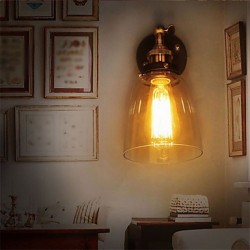 Industrial Edison Simplicity Glass Wall Sconce Metal Base Cap Dining Room / Study Room/Office / Hallway Wall Mount Light