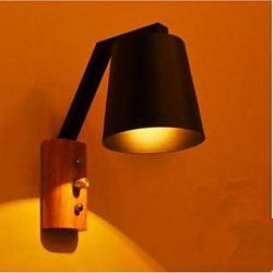 Creative Personality Warm Wood Iron Bed Lamp Switch With Nordic Corridor Study