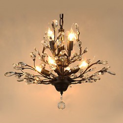 Vintage Crystal Flush Mount/E12/E14 8Lights/Metal Painting/ Living Room / Bedroom / Black OR Gold