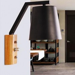Creative Personality Warm Wood Iron Bed Lamp Switch With Nordic Corridor Study