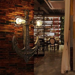 Vintage Industrial Wall Lights Wood Boat Anchor Shape Creative Restaurant Cafe Bar Decoration lighting