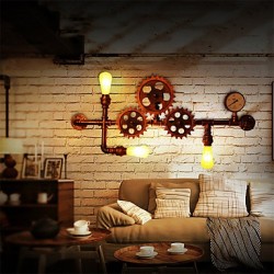 Vintage Industrial Pipe Wall Lights Wood Helm Shape Creative turnable Lights Restaurant Cafe Bar Decoration lighting