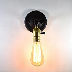 4W E27 QS-B-006 Iron Wall Lamp Black Simple Retro Wall Lamp Single Head Decorative Wall Lamp European Style