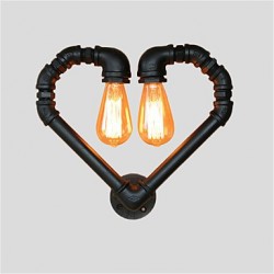 Vintage Water Pipe Loving Heart Creative Wall Lights Industrial Living Room Restaurant Bars Cafe decoration Wall Sconces