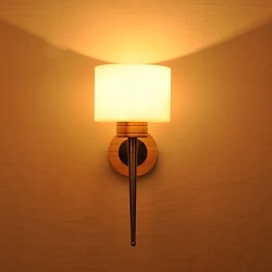 Simple Wall Lamp Bedside Desk Lamp With Glass Shade and Solid Wood for Bedroom Dresser Living Room Baby Room