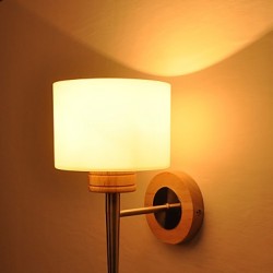Simple Wall Lamp Bedside Desk Lamp With Glass Shade and Solid Wood for Bedroom Dresser Living Room Baby Room