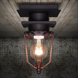 Retro Wrought Wall Lamp Single Head Antique Reminisced Lamp Loft American Iron Vintage Small Cages Ceiling Lamp