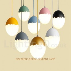 9" Wide Egg Multi Colours Macaron Modern Contemporary Steel Lighting Pendant Light