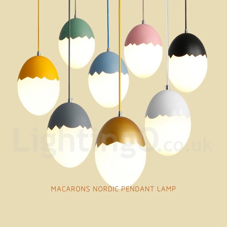 9" Wide Egg Multi Colours Macaron Modern Contemporary Steel Lighting Pendant Light
