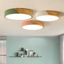 16" Wide Multi Colours Macaron Modern Contemporary Wood Lighting Ceiling Light