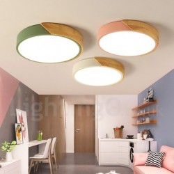 16" Wide Multi Colours Macaron Modern Contemporary Wood Lighting Ceiling Light