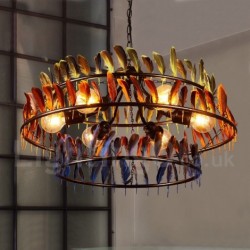 29" Wide Feather Industrial Style Retro Lighting Pendant Chandelier