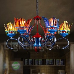 6 Light 28" Wide Feather Industrial Style Retro Steel Lighting Pendant Chandelier