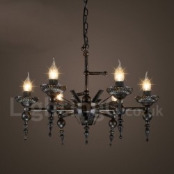 6 Light 27" Wide Industrial Style Steel Lighting Pendant Chandelier