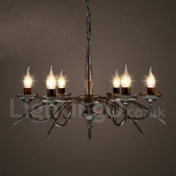 6 Light 25" Wide Industrial Style Steel Lighting Pendant Chandelier