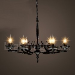 6 Light 25" Wide Industrial Style Steel Lighting Pendant Chandelier