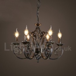 21" Wide 6 Light Industrial Style Steel Lighting Pendant Chandelier